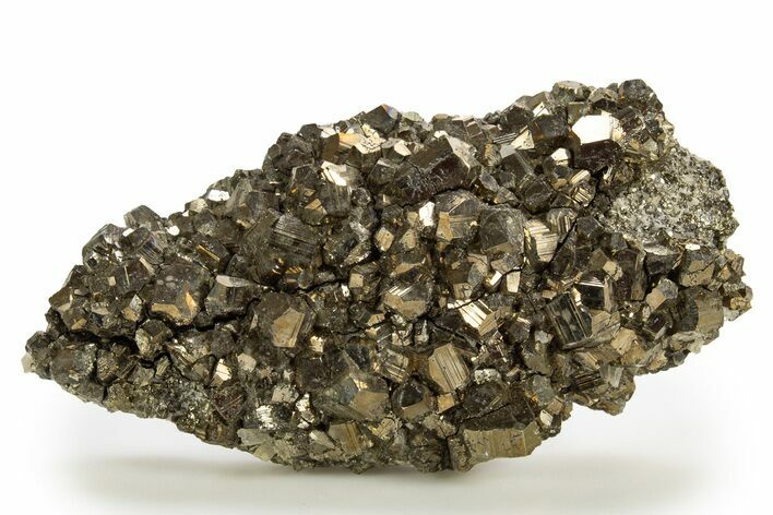 Gleaming Striated Pyrite Crystal Cluster - Peru #329317